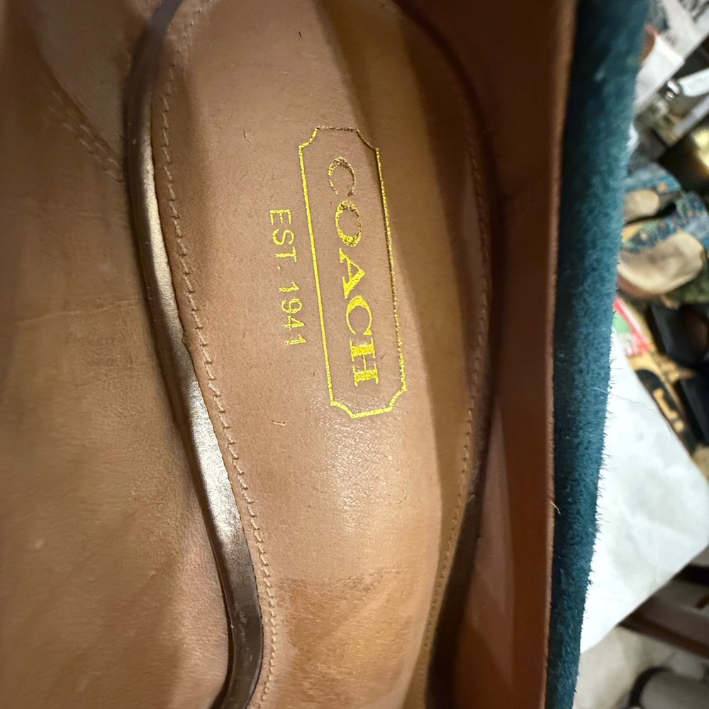 Coach Teal Suede Women's Pumps - Picture 7 of 13